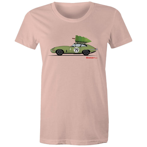 Christmas Jaguar E-Type Series  - Women's Maple Tee