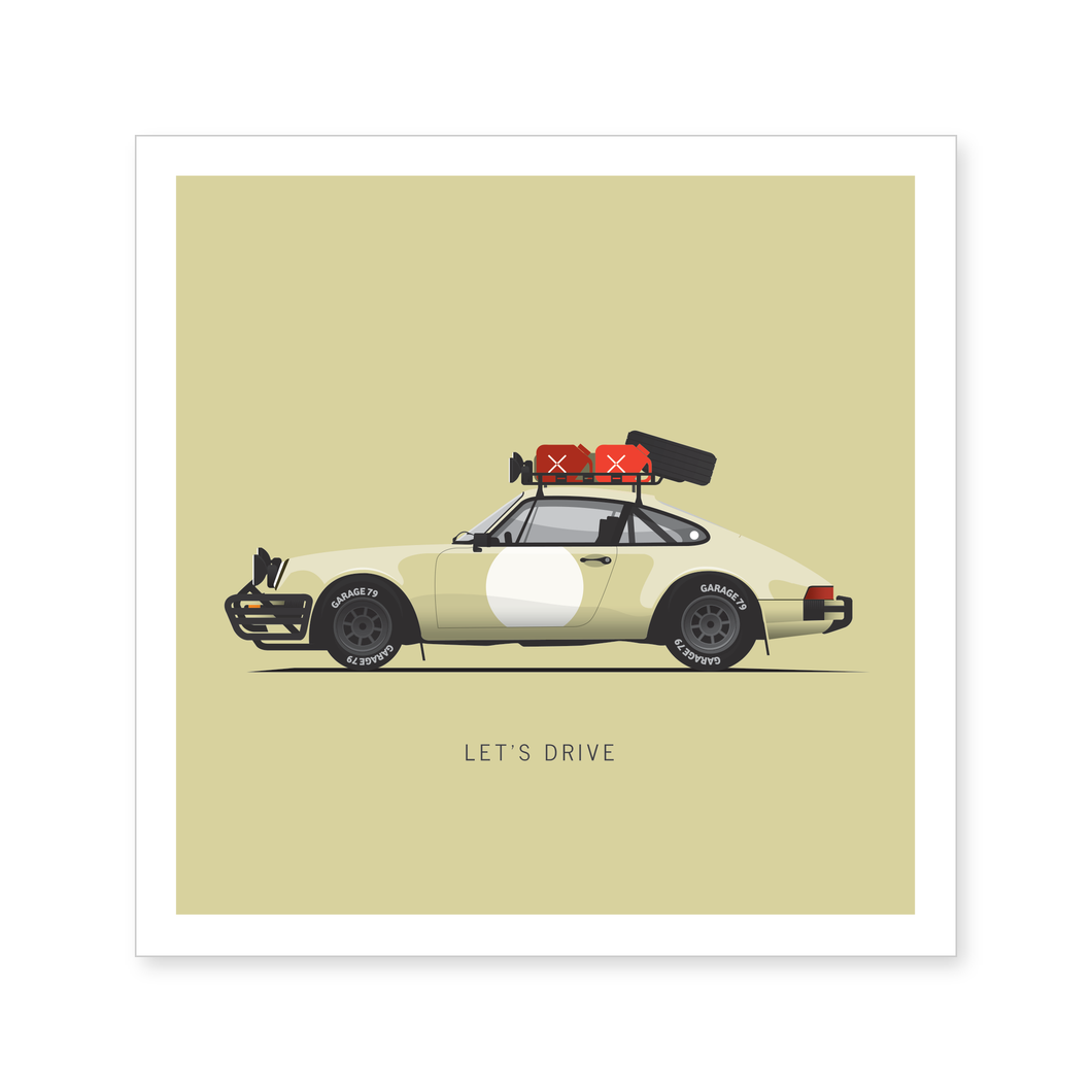 Porsche Safari – Let’s Drive Digital Printable Greeting Card