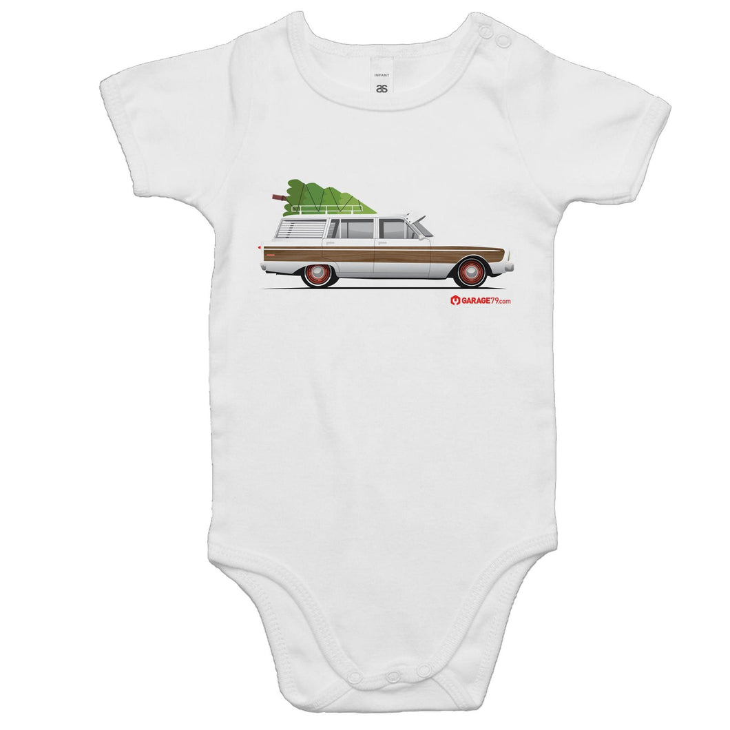 Christmas Falcon Wagon Surfing Tree - Baby Onesie Romper
