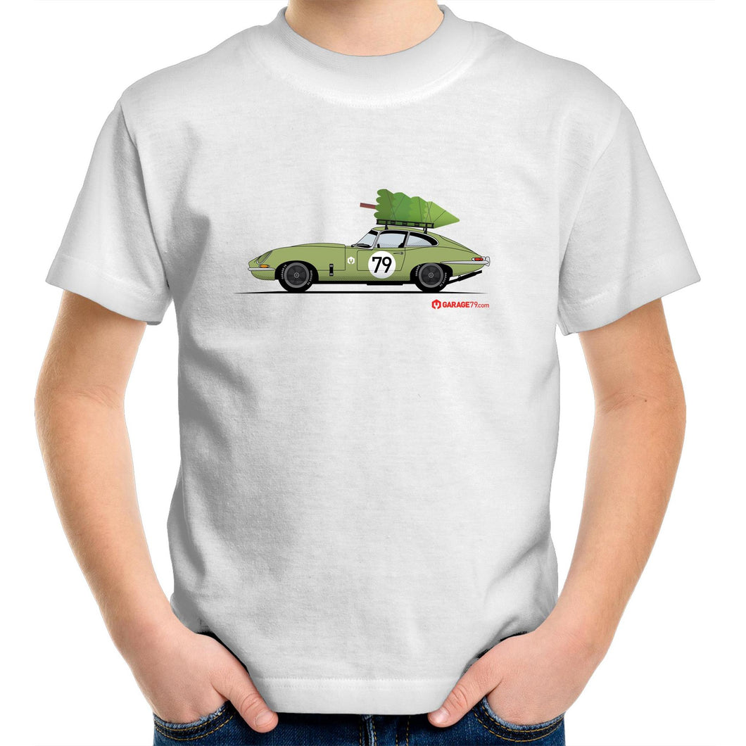 Christmas Jaguar E-Type Series Kids Youth Crew T-Shirt