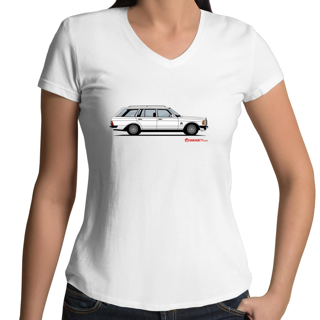Mercedes Wagon Womens V-Neck T-Shirt