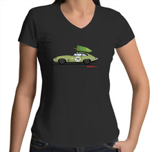 Christmas Jaguar E-Type Series Womens V-Neck T-Shirt