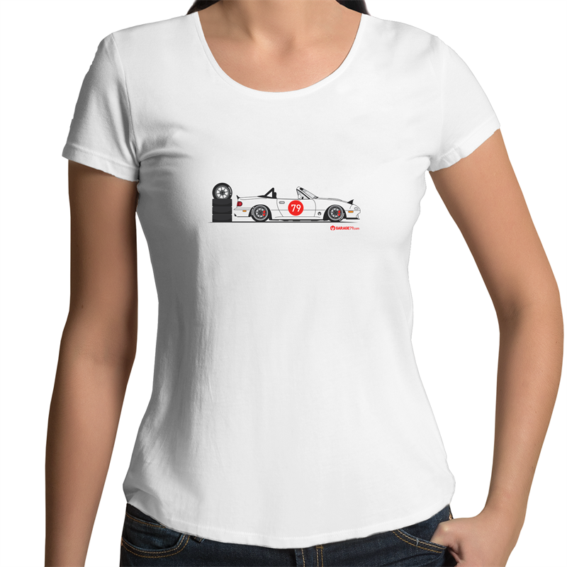 MX5 (NA) Side Racer - Womens Scoop Neck T-Shirt