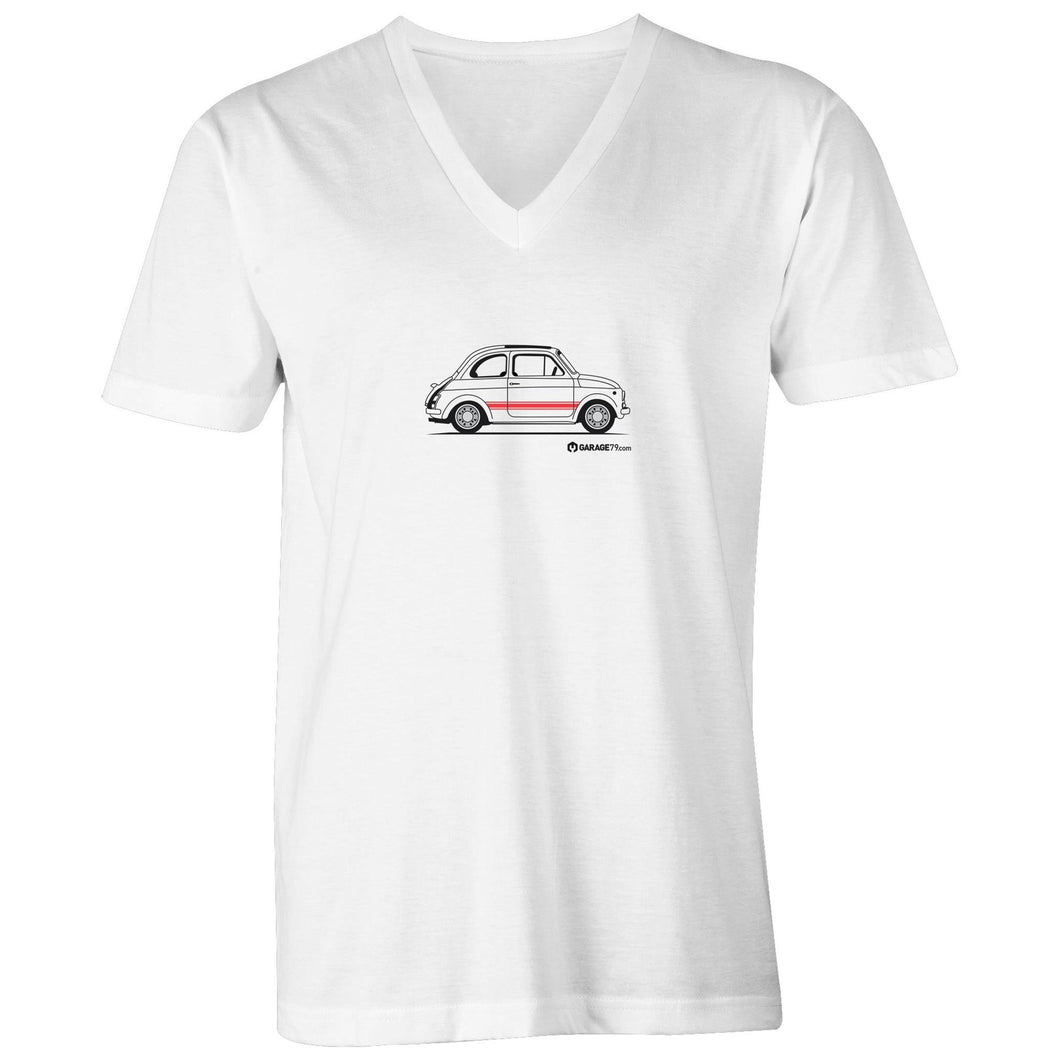 Fiat Side with Red Mens V-Neck Tee